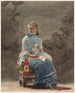 Jonge vrouw die naait - Winslow Homer — weergave van het kunstwerk