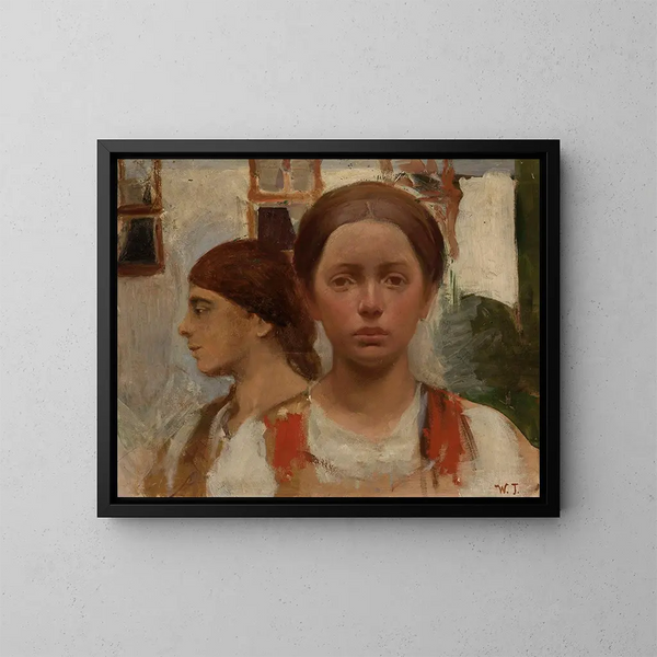 Two women's heads - Włodzimierz Tetmajer — framed artwork on a wall