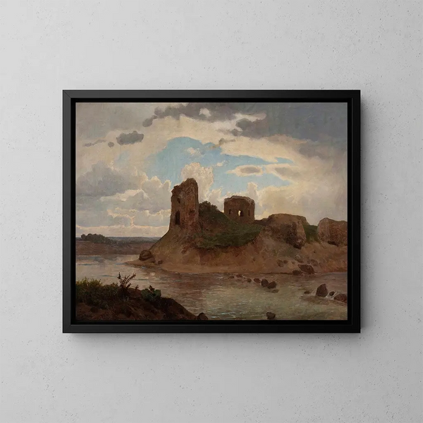 Ruins of Bobrowniki Castle by the Vistula River - Wojciech Gerson — framed artwork on a wall