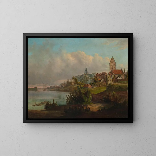 View of the Old Town and the New Town from the North - Wojciech Gerson — framed artwork on a wall