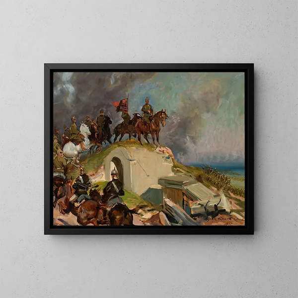 Battle scene from the First World War - Wojciech Kossak — framed artwork on a wall