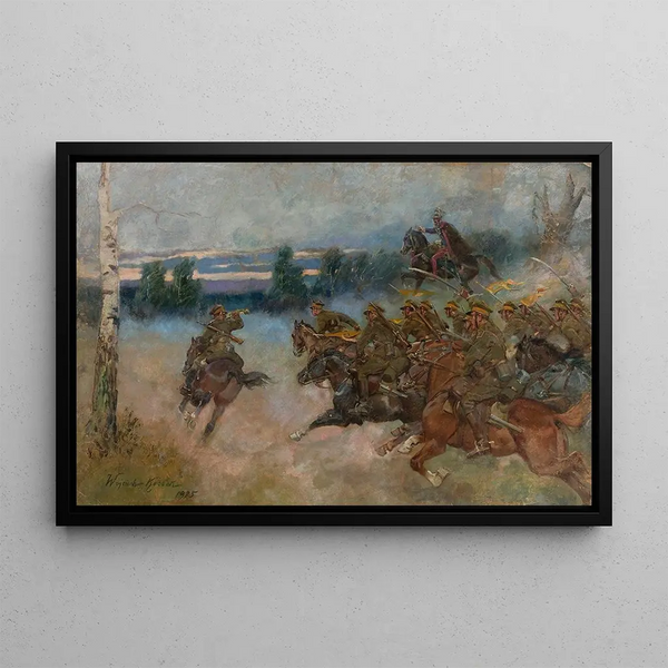 Charge de cavalerie - Wojciech Kossak — framed artwork on a wall
