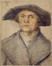 Portret van een man met een bontjas en een brede hoed - Wolf Huber — weergave van het kunstwerk