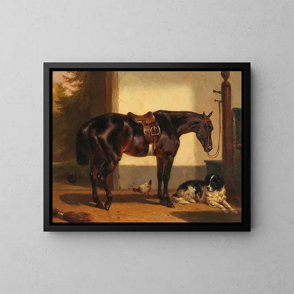 A faithful friend in the stable - Wouterus Verschuur — framed artwork on a wall