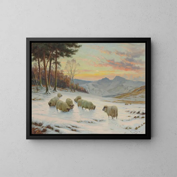 A Winter Evening - Wright Barker — framed artwork on a wall