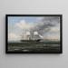 De Amerikaanse stoomboot Kearsage die de haven van Boston verlaat - Xanthus Russell Smith — ingelijst kunstwerk aan de muur