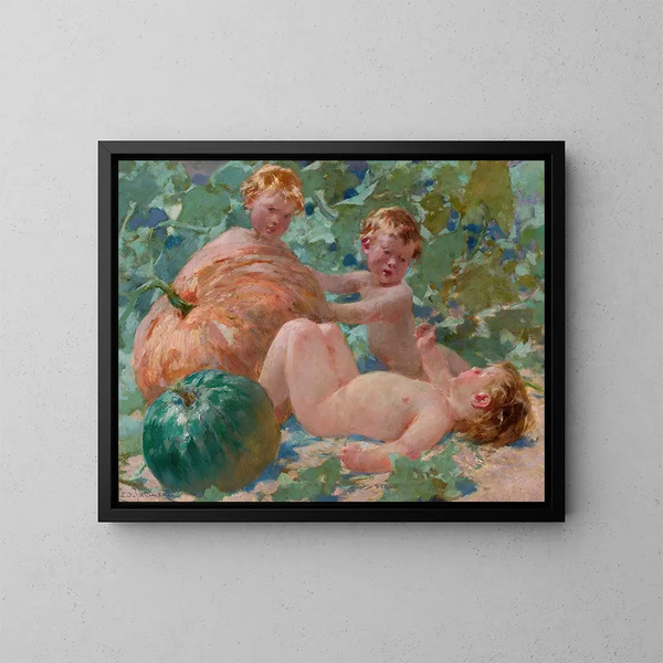 Pumpkin Painting - Zdzisław Jasiński — framed artwork on a wall