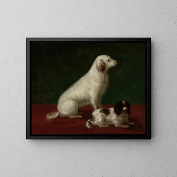 Two Dogs Miskon and Medorek - Zofia Szymanowska-Lenartowicz — framed artwork on a wall