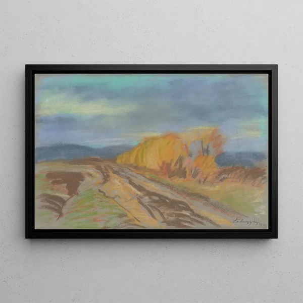 Autumn motif painting - Zolo Palugyay — framed artwork on a wall