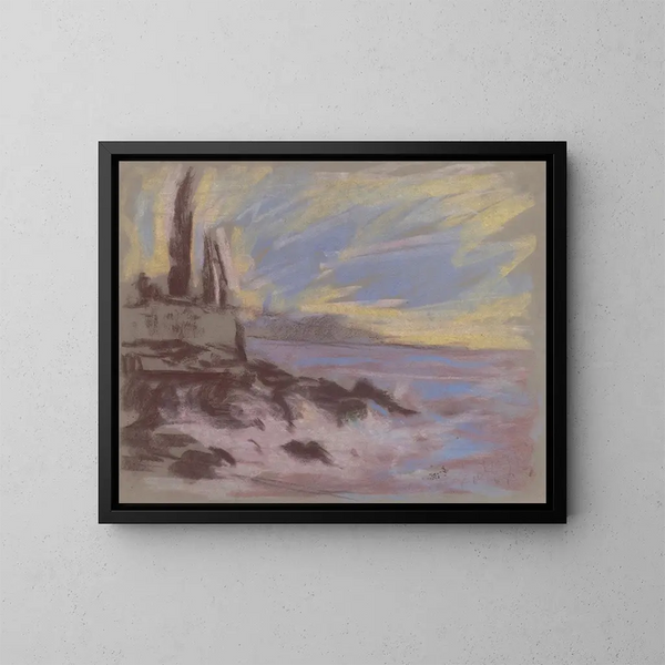 Motief aan de kust met cipres - Zolo Palugyay — ingelijst kunstwerk aan de muur