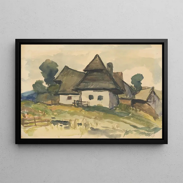 Motief van dorp - Zolo Palugyay — ingelijst kunstwerk aan de muur