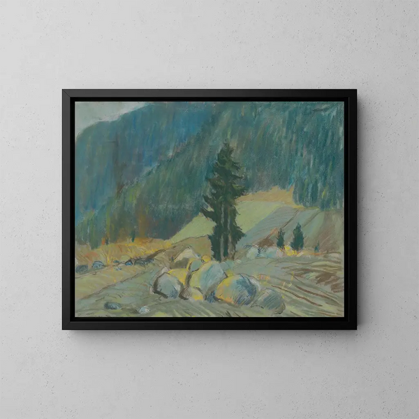 Bergstroom tussen rotsen - Zolo Palugyay — ingelijst kunstwerk aan de muur