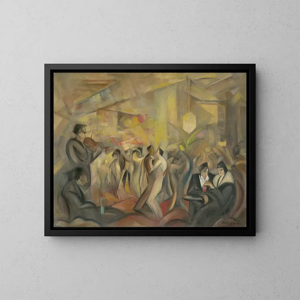 Café parisien - Zolo Palugyay — ingelijst kunstwerk aan de muur