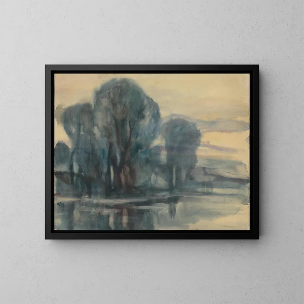 Bomen aan de waterkant - Zolo Palugyay — ingelijst kunstwerk aan de muur