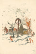 Kerkhof van een dorp in de winter - Zolo Palugyay — weergave van het kunstwerk