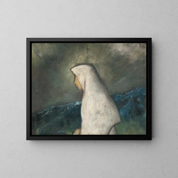 Vrouw met witte sjaal - Zolo Palugyay — ingelijst kunstwerk aan de muur