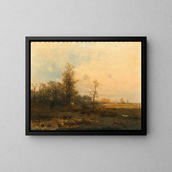 Autumn landscape at dusk - Zygmunt Sidorowicz — framed artwork on a wall