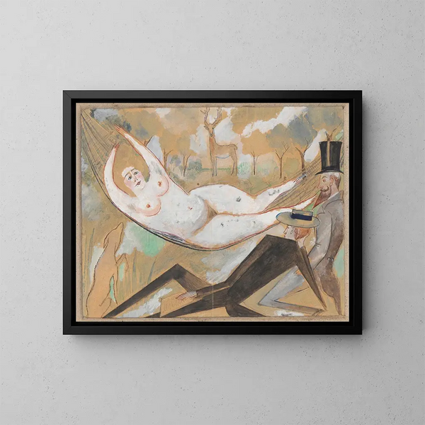 In een hangmat - Zygmunt Waliszewski — ingelijst kunstwerk aan de muur