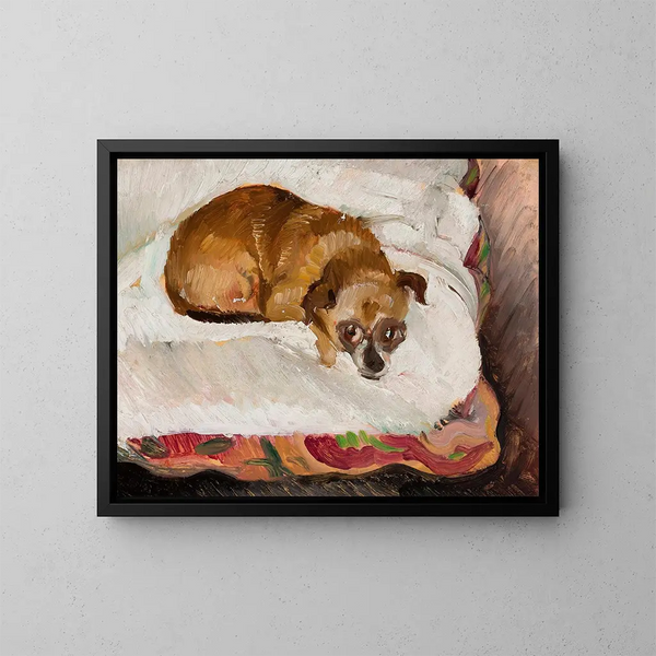 Zittende Hond - Zygmunt Waliszewski — ingelijst kunstwerk aan de muur