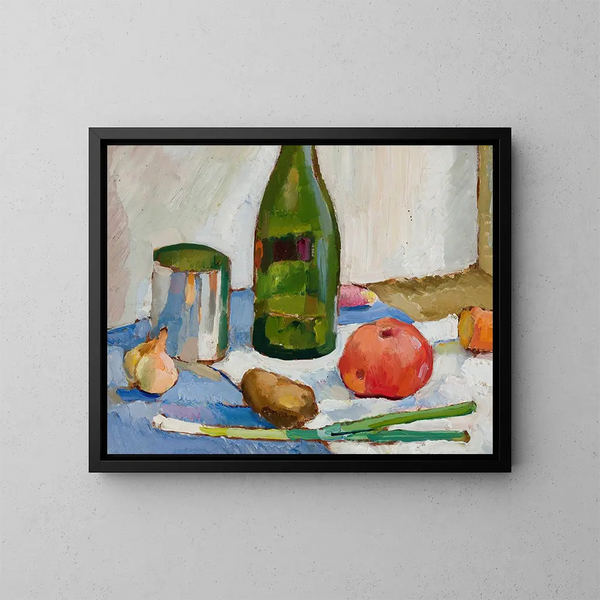 Nature morte avec une bouteille verte - Zygmunt Waliszewski — framed artwork on a wall
