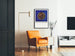Decoratief poster met geometrische abstractie in blauw en groen