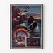 Vintage poster Bretagne – Belle-Île-en-Mer, Bretagne, getoond in een slank frame tegen een lichte muur.