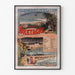Vintage Brittany – Beaches of Brittany, railways, poster in a thin frame on a light wall.