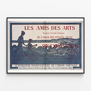 Affiche Les Amis des Arts — Saint-Maur-des-Fossés, weergegeven in een smal kader aan een lichte muur.
