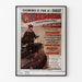 Vintage affiche Normandië – Cherbourg, Chemins de fer de l’Ouest, weergegeven in een dunne lijst aan een lichte muur.
