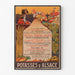 Vintage reclameposter Potasses d’Alsace, gepresenteerd in een smal lijstje aan een lichte muur.
