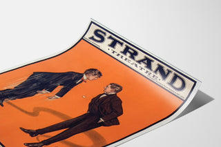 Vintage poster A Brace of Partridges, Strand Theatre, displayed on a curved sheet, perspective view.
