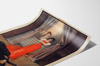 Vintage poster How London Lives, Surrey Theatre, displayed on a curved sheet, perspective view.