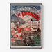 Vintage poster Luchon, casino en kuur, gepresenteerd in een smal kader tegen een lichte muur.