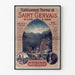Vintage Saint-Gervais, spa establishment poster, displayed in a thin frame on a light wall.