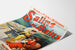 Vintage Salins-les-Bains (Jura) poster, shown on a curled sheet, perspective view.