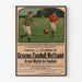 Vintage poster Sarreguemines, voetbalwedstrijd, getoond in een slank frame tegen een lichte muur.