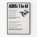 Bewustwordingsposter tegen AIDS - 1 baby op 61 in New York draagt het HIV-virus