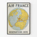 Vintage Air France poster met vluchtreserveringskaart