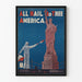 Vintage patriottische poster 'All Hail to Thee America' met Vrijheidsbeeld