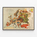 Vintage Poster Vissen in Roerige Wateren - Satirische kaart van Europa 1899 — ingelijst kunstwerk aan de muur