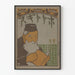 Vintage poster van een man die een boek leest - japoniserende art deco stijl