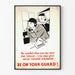 Vintage poster voor telefonische voorzichtigheid