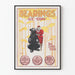 Vintage poster 'Bearings Out Today' met illustratie van een beer en fietser