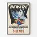 Vintage poster of a silence campaign during wartime