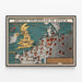 Vintage poster Britse kaart « Britain Spearhead of Attack » — ingelijst kunstwerk aan de muur