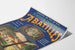 Vintage blauwe en oranje poster voor het kuuroord van Abatilles in Arcachon