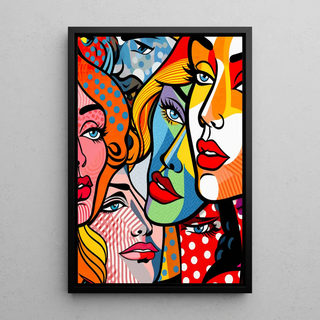 Pop Art Affiche - Gefragmenteerde Gezichten