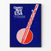 Poster Country Muziek USA met Rode en Witte Banjo op Blauwe Achtergrond