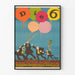Vintage Poster Die 6 met gekleurde ballonnen en oude personages