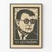 Portretposter Dimitri Chostakovitsj in gravurestijl